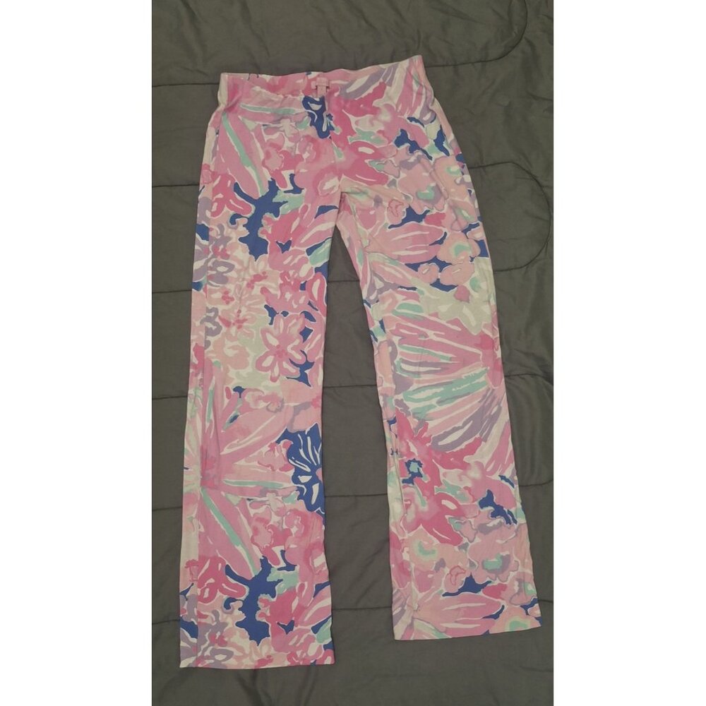 Lilly Pulitzer Pant Womens Small Wide Leg Pink Hermosa Print Lightweight Pull On